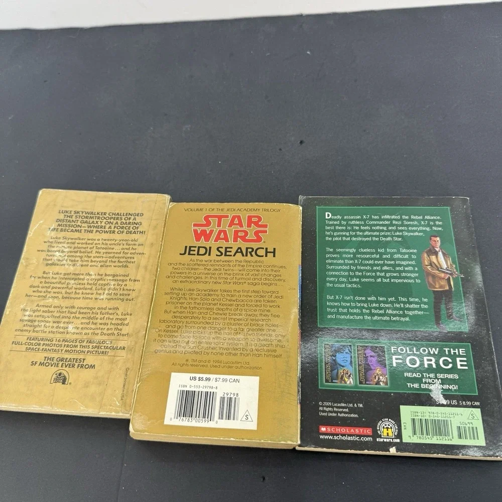 Star Wars Paperback Book Lot George Lucas Jedi Search Rebel Force Vintage 3 Lot